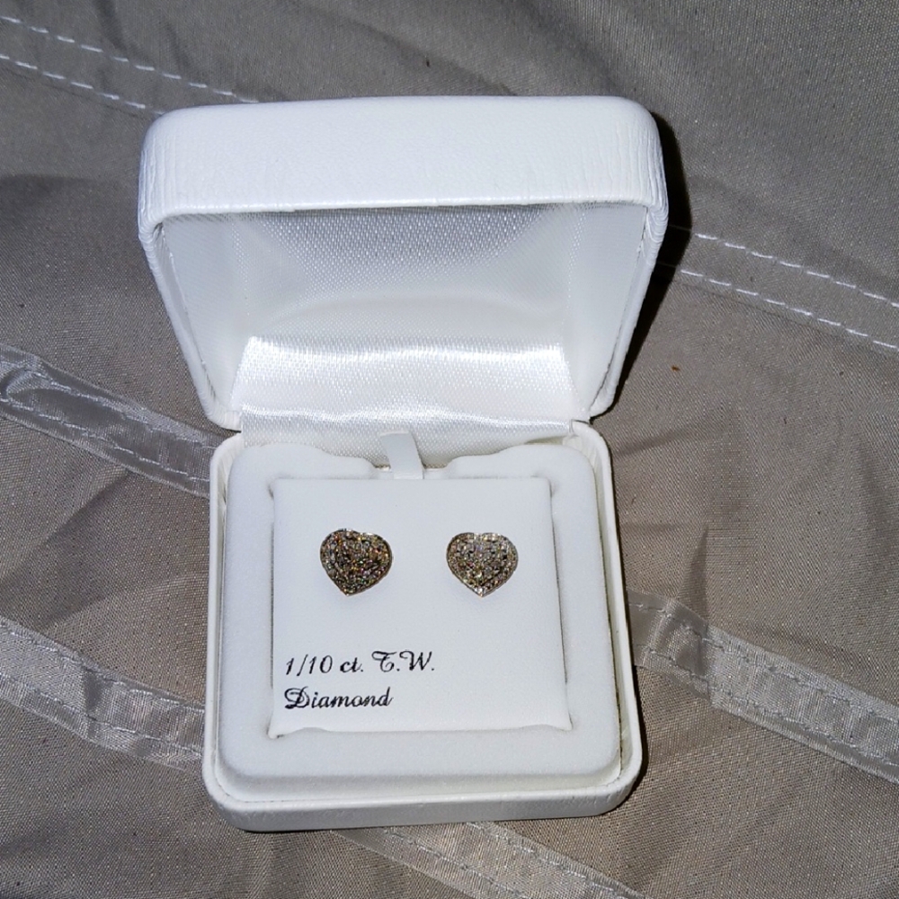 Heart-Shaped Diamond Earrings Stainless Steel